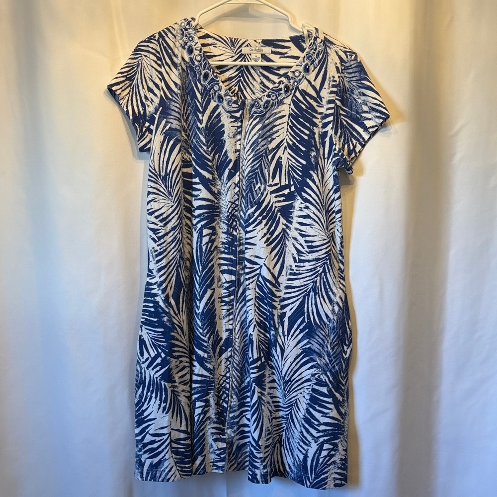 Go Softly Blue and White Dress - Picture 6 of 14